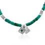 Traveler's Prayer: Silver and Turquoise Stones Star of David Necklace - 2