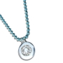 Turquoise Metal Chain Necklace with Jewish Motifs - 1