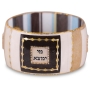 Woman of Valor: Iris Design Hand Painted Bangle with Czech Stones (Beige) - 1