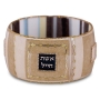 Woman of Valor: Iris Design Hand Painted Bangle with Czech Stones (Beige) - 2