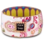 Woman of Valor: Iris Design Hand Painted Bangle with Czech Stones (Pink Flowers) - 2