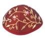  Yair Emanuel Embroidered Silk Kippah - Flowers Magenta - 1