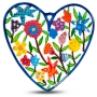 Yair Emanuel Hand Painted Heart Wall Hanging - Flowers - 1