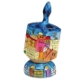 Yair Emanuel Large Wooden Dreidel with Stand - Western Wall - 1
