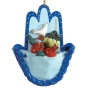  Yair Emanuel Painted Relief Hamsa - Fruit Bowl with Dove - 1