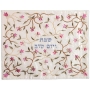 Yair Emanuel Raw Silk Embroidered Challah Cover with Pink Tulips - 1