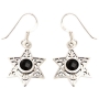 Star of David Sterling Silver Earrings with Onyx - 1