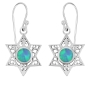 Star of David Sterling Silver Earrings with Opal - 1