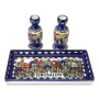 Armenian Ceramics Set of Jerusalem Candlesticks and Tray - 2