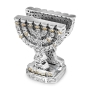 Silver-Plated Menorah Napkin Holder with Golden Highlights - 4