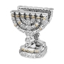 Silver-Plated Menorah Napkin Holder with Golden Highlights - 3