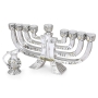 Jerusalem Scenery Silver-Plated Hanukkah Menorah with Pouring Jug - 2