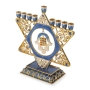 Luxurious Star of David Hanukkah Menorah With Hamsa and Choshen Motifs  - 2