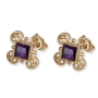 Rafael Jewelry Luxurious Handcrafted 14K Yellow Gold Earrings With Amethyst Stones - 2