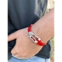 Ana Bekoach: Silver and Red Leather Kabbalah Bracelet  - Star of David - 2
