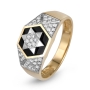 Anbinder Jewelry 14K Gold Star of David White Diamond Ring with Black Enamel - 2