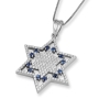 Anbinder Jewelry 14K White Gold Star of David Diamond Pendant with Sapphire Stones - 1
