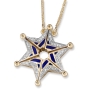 Anbinder Jewelry 14K Yellow Gold Openable Star of David Necklace With White Diamonds and Blue Enamel - 3