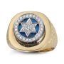 14K Yellow Gold Star of David Kabbalah Halo Diamond Women's Ring (37 Diamonds) - 5