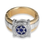 Anbinder Jewelry 14K Yellow & White Gold Men's Star of David Diamond Ring with Blue Enamel   - 2