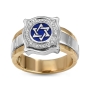 Anbinder Jewelry 14K Yellow & White Gold Men's Star of David Diamond Ring with Blue Enamel   - 3