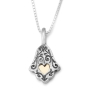 Sterling Silver and 9K Gold Ethnic Hamsa Necklace - Luck and Blessing - 3