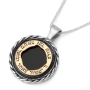 Gold and Silver Protection Necklace with Onyx Stone - 1