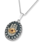 Art in Clay Hamsa Silver & Ceramic Necklace with Golden Evil Eye - 1