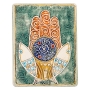 Art in Clay Limited Edition Handmade Ceramic Hamsa Plaque Wall Hanging with 24K Gold - 2