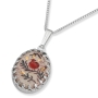 Art in Clay Pomegranate Silver & Ceramic Necklace with Golden Decoration - 1