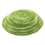 Knitted Hand-Made Green Swirl Kippah - 1