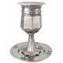 Nickel Octagonal Kiddush Cup with Arches and Blue Crystals - 1