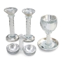 Crystal Shabbat Set- Candlesticks, Kiddush Cup, and Salt Dish - 3