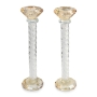 Tall Crystal Candlesticks with Yellow Tint - 2
