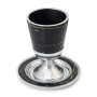 Aluminum Kiddush Cup and Saucer with Dark Marble Design - 2