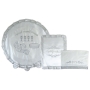 White and Silver Matzah Cover and Afikoman Bag with Towel Set - 1