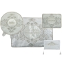 Set of White and Silver Pillow Cover Matzah Cover Afikoman Bag and Towel Set  - 1
