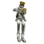 Hassidic Man with Violin Silver-Plated Figurine with Cloth Legs - 1