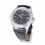 Adi Crystal Studded Stainless Steel Watch with Black Leather Strap - 2