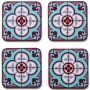 Barbara Shaw Purple Flower Tile Coasters - 1