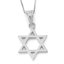 14K Gold Classic Thick Cut Star of David Pendant Necklace (Choice of Colors) - 6