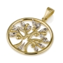 14K Gold Tree of Life Circular Pendant with Diamonds - 1