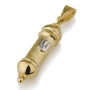14K Gold Torah Scroll Mezuzah with Etched Finish - 1