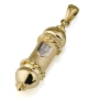 14K Gold Torah Scroll Mezuzah with Etched Finish and Rope Pattern - 1