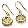 14K Gold and Roman Glass Star of David Earrings - 1