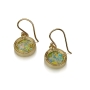 14K Gold and Roman Glass Filigree Earrings - 1