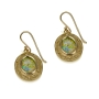 14K Gold and Roman Glass Braided Oval Earrings  - 1