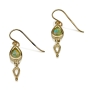 14K Gold and Roman Glass Teardrop Earrings - 1