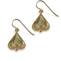 14K Gold and Roman Glass Teardrop Filigree Earrings - 1