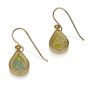 14K Gold and Roman Glass Braided Teardrop Earrings - 1